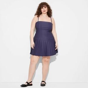 NWT XXL Navy Blue Pleated Tennis Dress